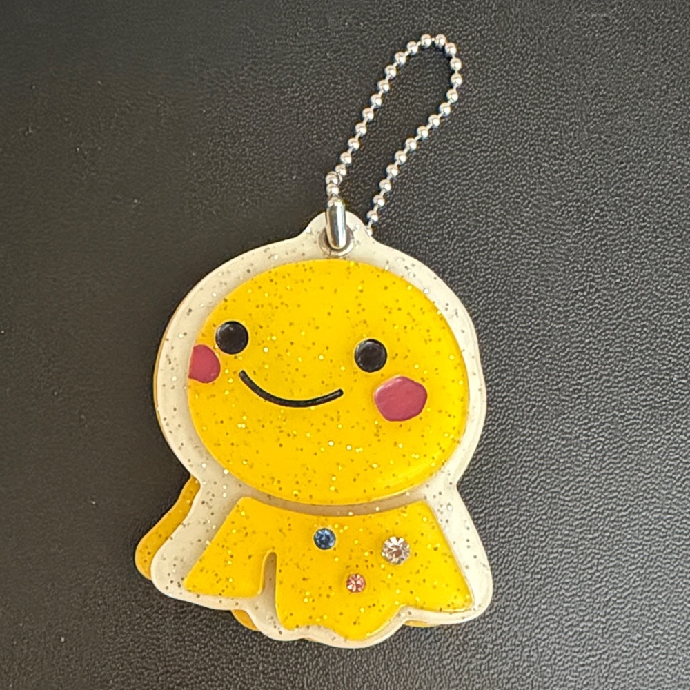 Cute Japanese strap mirror yellow sun doll